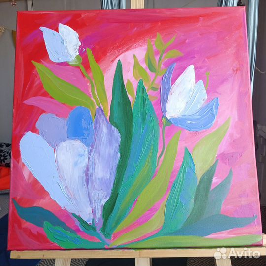 Интерьерная картина текстурная цветы