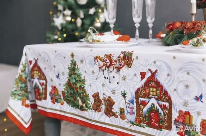 Столовый набор, новогодний, скатерть и салфетки