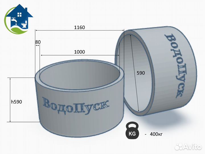 Жб кольцо сквозное кс 10-6 напрямую с завода ГОСТ