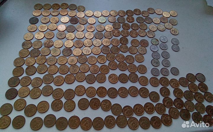 Монеты 1 копейка, 5 копеек, 10 копеек, 50 копеек