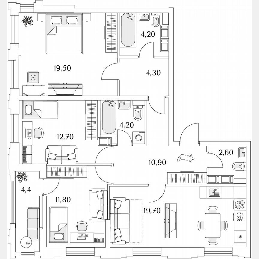 3-к. квартира, 43 м², 12/13 эт.