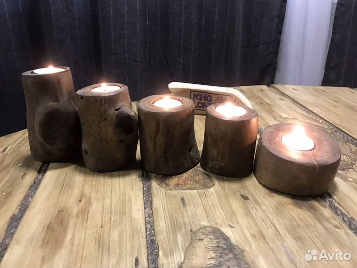 Подсвечники натуральное дерево