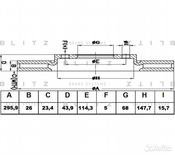 Диск тормозной передний вентилируемый