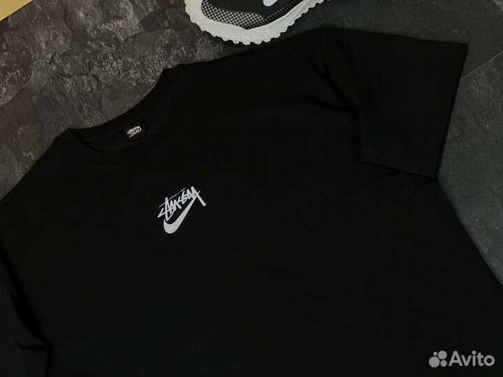 Хлопковая футболка nike х stussy lux