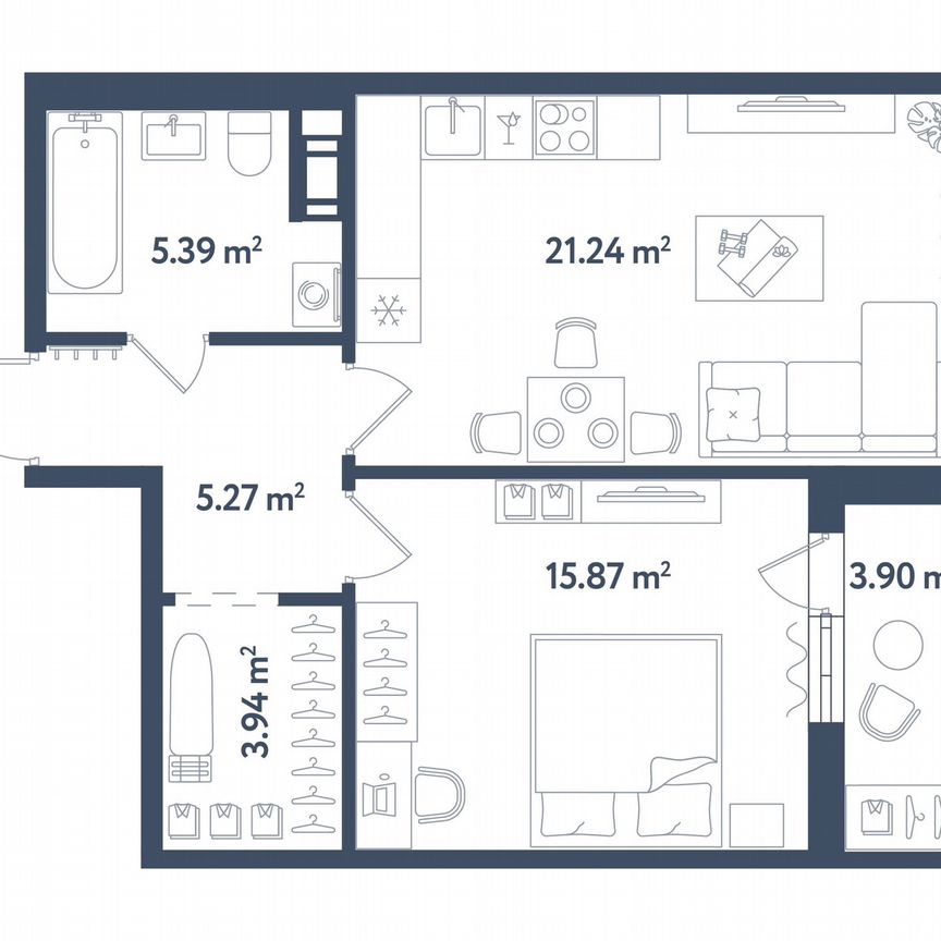 1-к. квартира, 53,7 м², 6/11 эт.