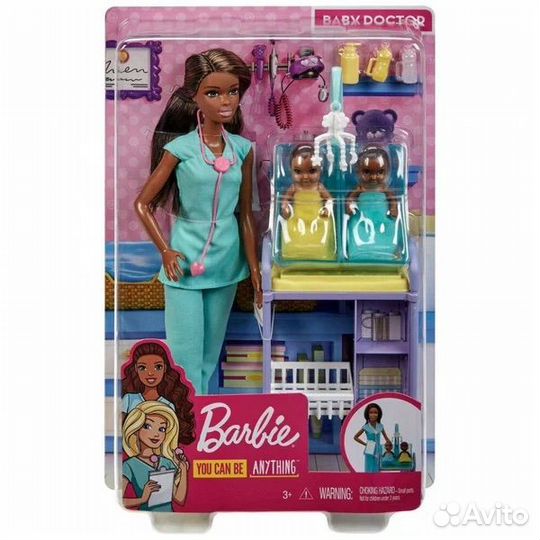 Новый Набор игровой Barbie Детский доктор Брюнетка