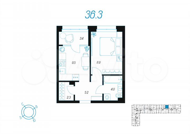 1-к. квартира, 36,3 м², 10/24 эт.