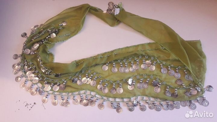 Пояс платок для танцев живота салатовый