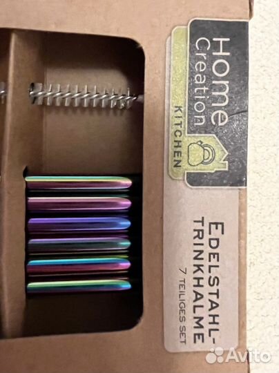 Набор металлических трубочек для коктейлей, новый