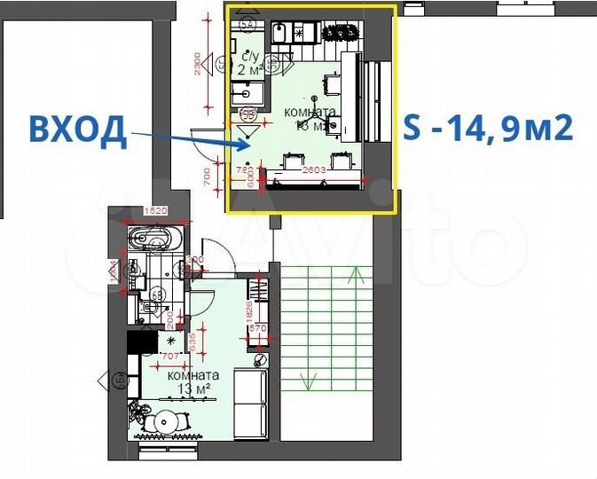 Продажа Офиса 14.9 м² с Новым Ремонтом