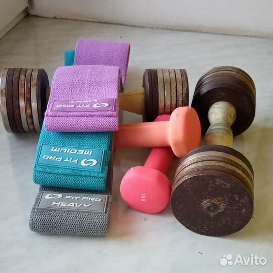 Гантели 1кг, разборные гантели, фитнес-резинки