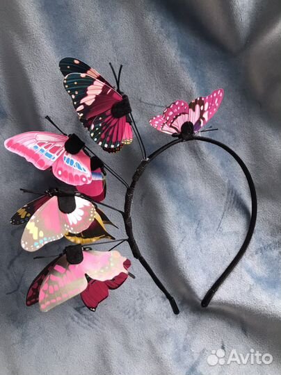 Ободок для волос детский розовые бабочки