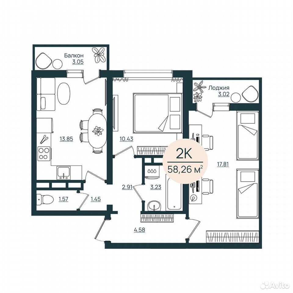 2-к. квартира, 58,3 м², 6/12 эт., Херсон