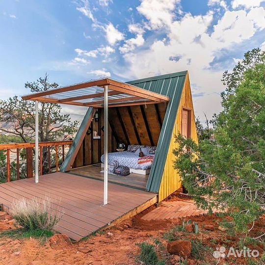 Дом афрейм (шалаш с терассой)