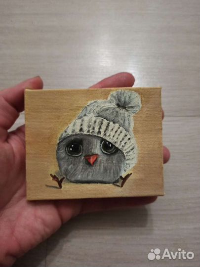 Совёнок, картина маслом, 7*9