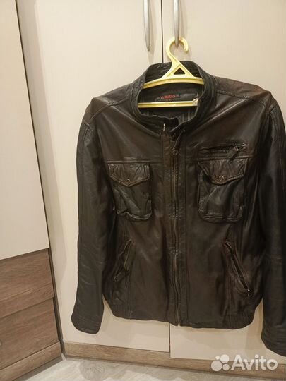Кожаная куртка мужская 52 54 коричневая