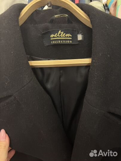 Пальто черное оверсайз с поясом XL -XXL