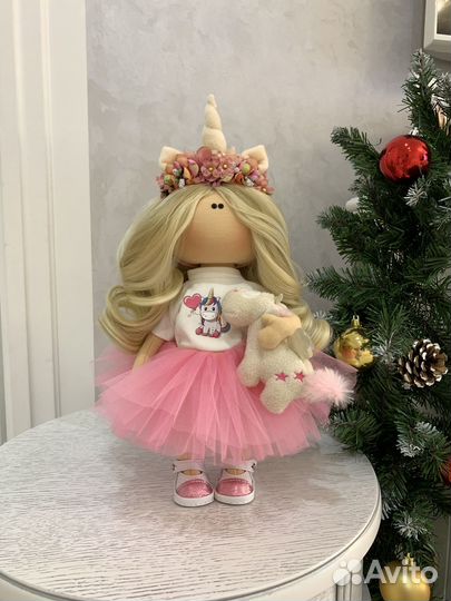 Кукла текстильная интерьерная игровая Единорожка