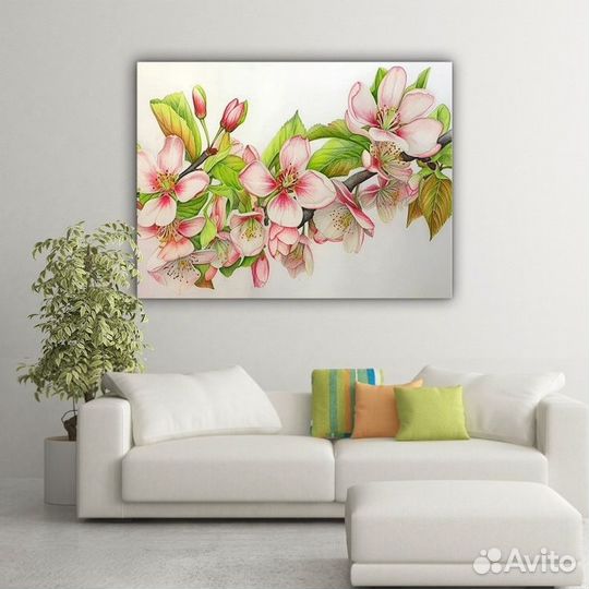 Картины маслом Модульная картина белой сакуры