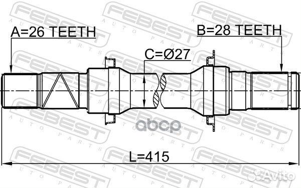Полуось правая 26x415x28 0512-BL16AT Febest