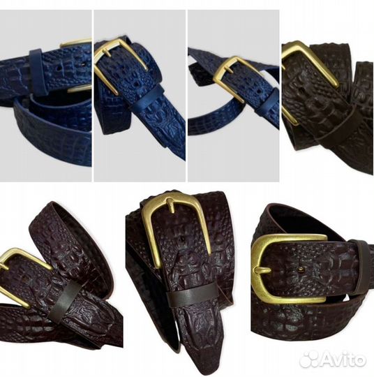 Ремень кожаный с тиснением Крокодил