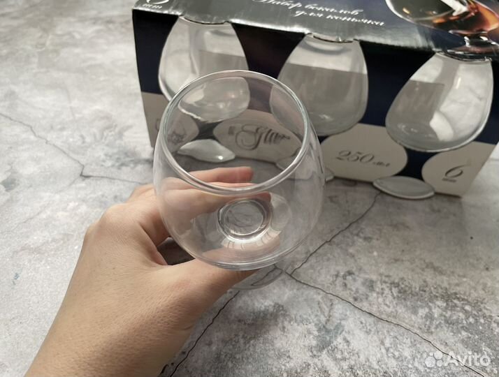 Фужеры для коньяка, 6 шт, новые