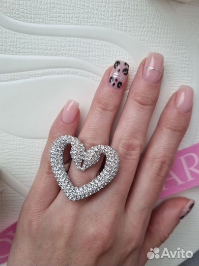 Кольцо Swarovski Una оригинал сердце из лебедей