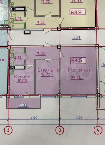 2-к. квартира, 63 м², 12/16 эт.