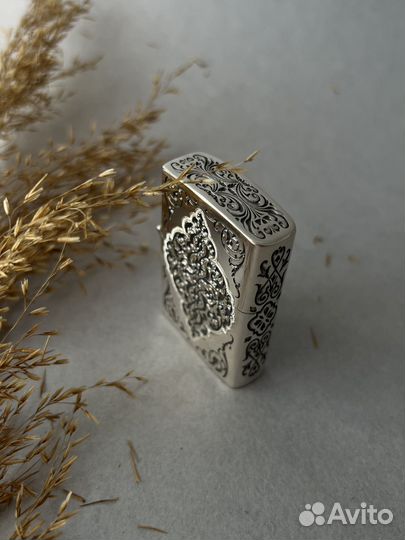 Зажигалка zippo ручная работа из серебра Кубачи