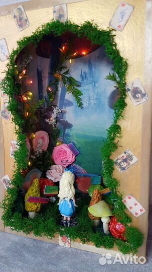 Вкладка на книжную полку Алиса в стране.Booknook