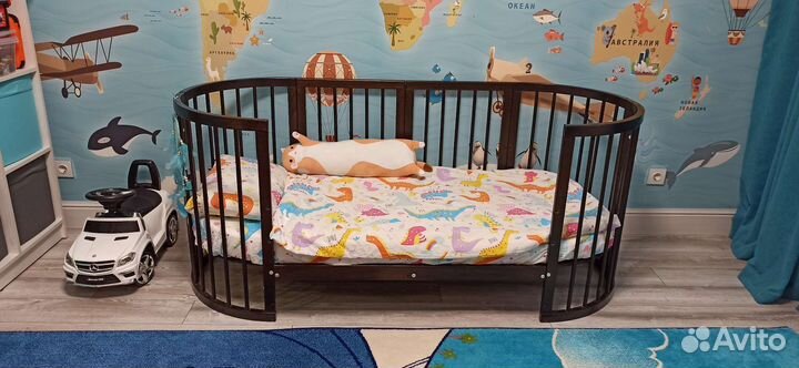 Кроватка трансформер круглая с маятником