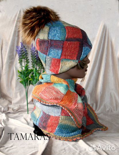 Комплект шапочка и бактус (косынка)