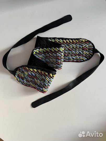 Кожаный пояс с бисером