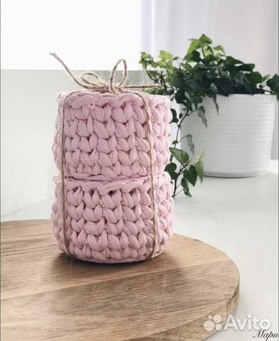 Корзина из трикотажной пряжи