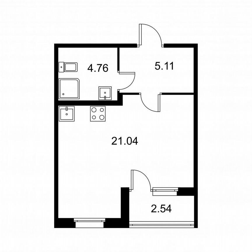 Квартира-студия, 32,2 м², 2/9 эт.