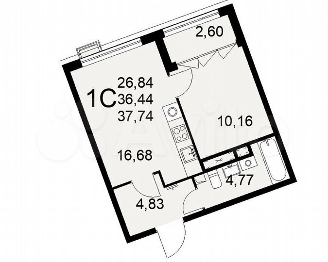 1-к. квартира, 37,7 м², 11/16 эт.