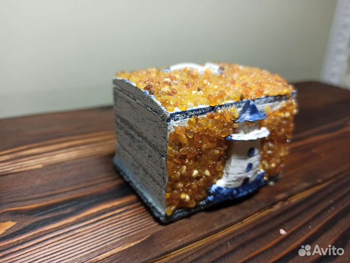 Янтарная Шкатулка Маяк Морская Тема Камень Янтарь