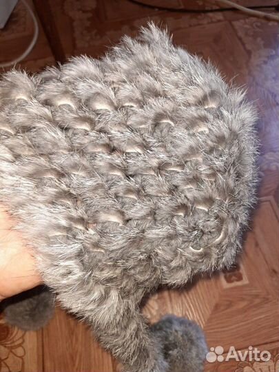 Шапка вязаный мех кролик