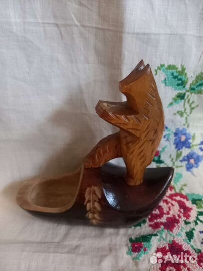 Медведь дерево статуэтка суенир СССР Советский