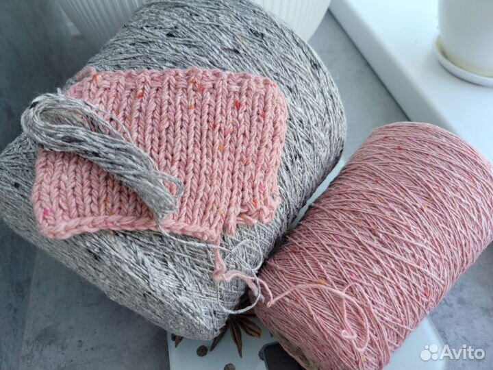 Итальянская пряжа на бобине твид