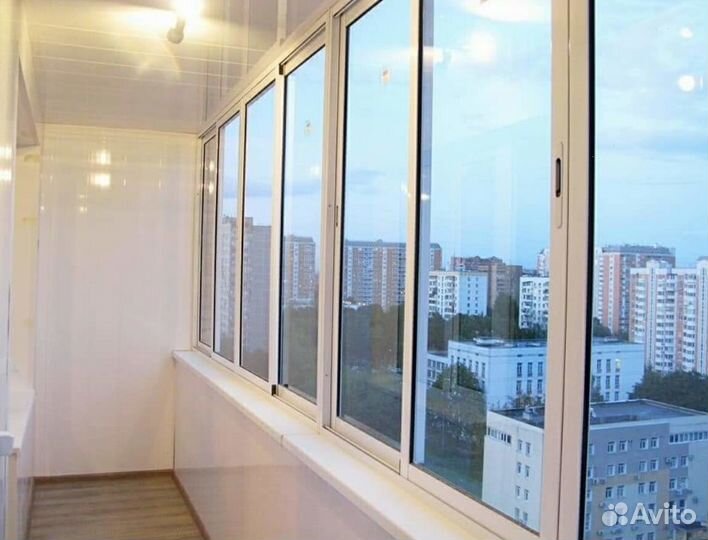 Остекление алюминиевое с отделкой