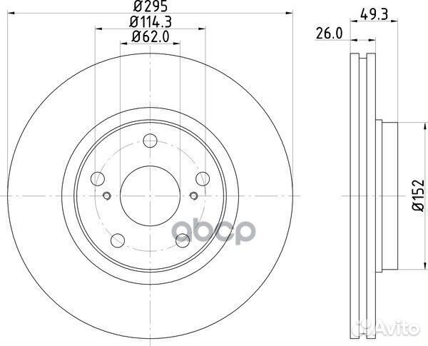 Диск тормозной передний 295x26 5 отв. с покры
