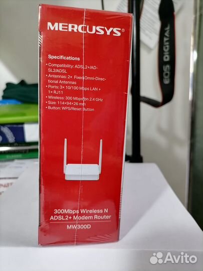Wifi роутер беспроводной mercusys MW300D adsl2+