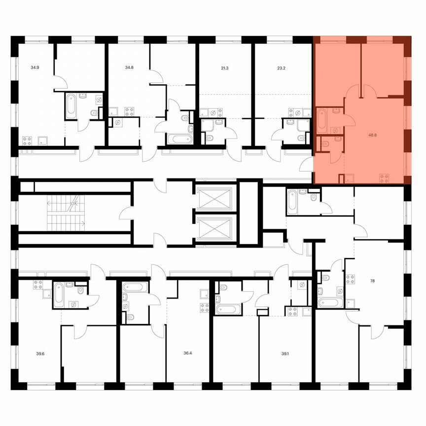 2-к. квартира, 48,8 м², 14/16 эт.