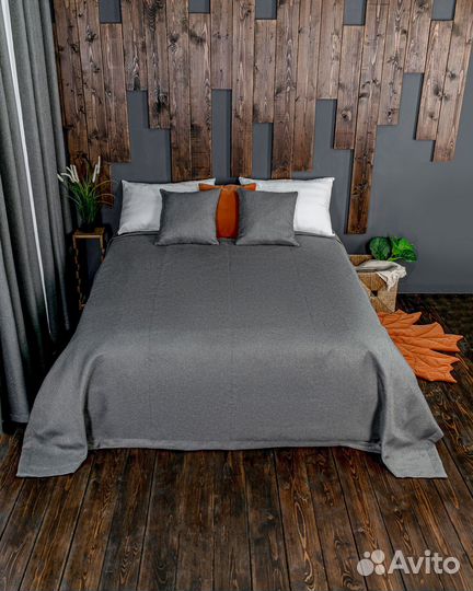 Покрывало орфей тёмно-серый новое плед