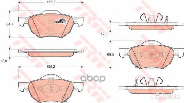 Колодки тормозные передние GDB3355 TRW