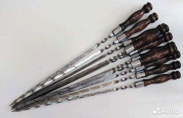 Шампуры из нержавеющей стали с деревянной ручкой