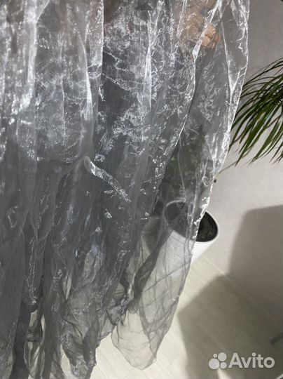 Тюль органза серая
