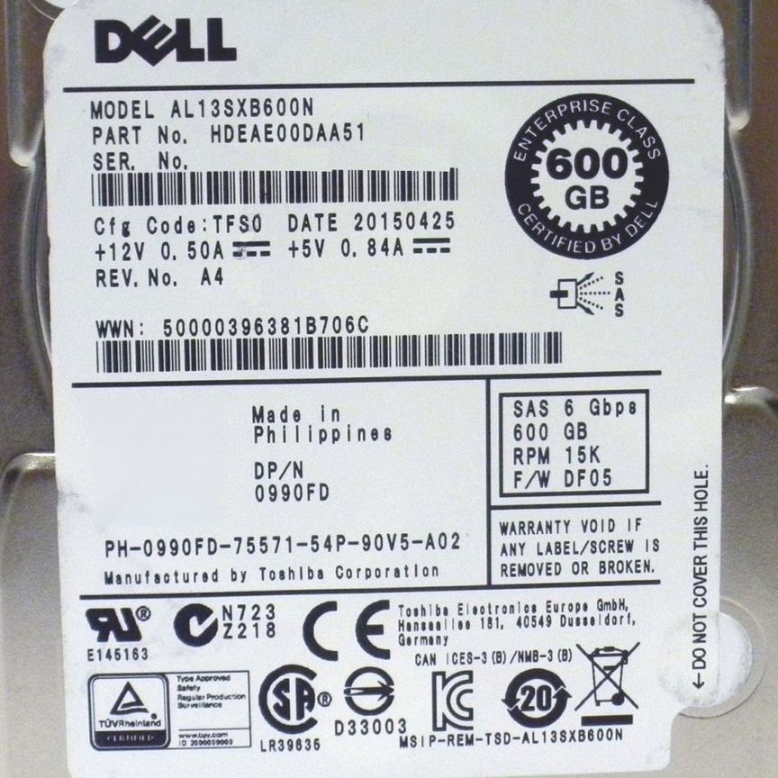 [HDEAE00DAA51] Жесткий Диск Dell 990fd 600gb Sas 2,5" Hdd Hdeae00daa51