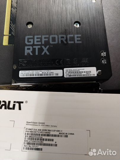 Видеокарта Palit dual RTX3060Ti LHR V1 Samsung